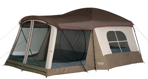 Wenzel Klondike 16 X 11-Feet Eight-Person Family Cabin Dome Tent (Light Grey/Taupe/Red)