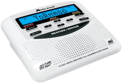 Midland Consumer Radio WR-120EZ NOAA Weather Alert All Hazard Public Alert Certified Radio with SAME, Trilingual Display and Alarm Clock – Box Packaging