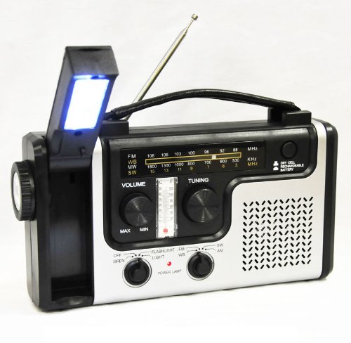 Emergency Solar Hand Crank Dynamo AM/FM/NOAA Weather Radio, Flashlight, Reading LED Light, Cell Phone Charger w/ USB adaptor