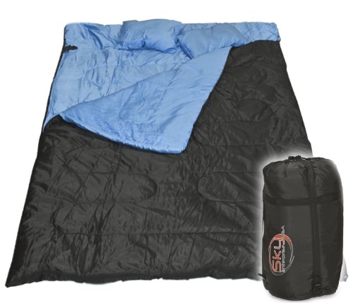 Huge Double Sleeping Bag 23F/-5C 2 Person Camping Hiking 86″x60″ W/2 Pillows New