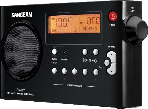 Sangean PR-D7 BK AM/FM Digital Rechargeable Portable Radio