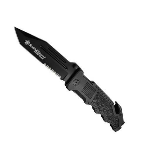 Smith & Wesson SWBG2TS Border Guard 2 Rescue Knife with 40{660353129f8d892044c993645a1c75194301fec6786a7f617c15adde0b0011e9} Serrated Tanto Blade, Glass Break, and Seatbelt Cutter, Black