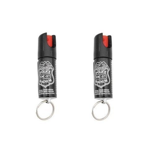 Police Magnum Keyring Pepper Spray with UV Dye and Twist Top (Pack of 2), Black, 0.5-Ounce