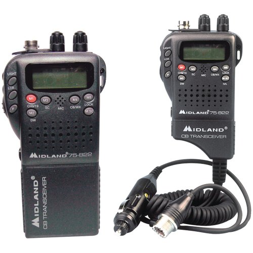 MIDLAND 75-822 HANDHELD 40-CHANNEL CB RADIO WITH WEATHER/ALL-HAZARD MONITOR & MOBILE ADAPTER MIDLAN