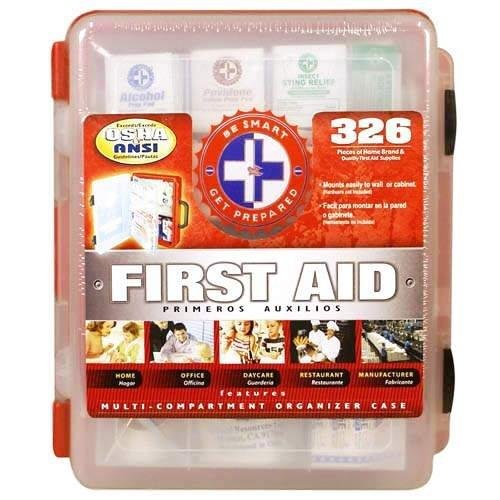 First Aid Kit With Hard Case- 326 pcs- First Aid Complete Care Kit – Exceeds OSHA & ANSI Guidelines – Ideal for the Workplace – Disaster Preparedness (Colors May Vary)