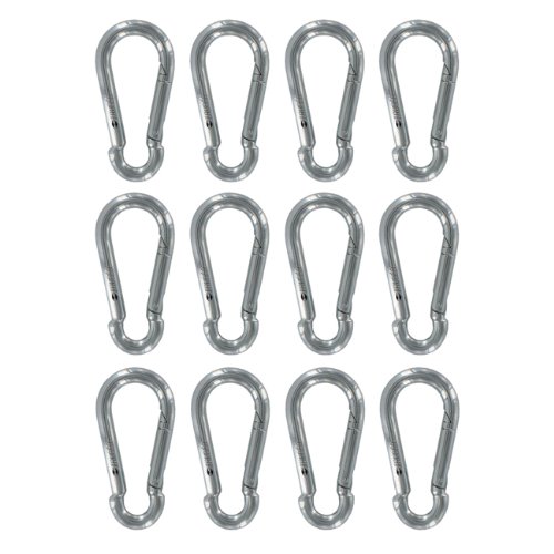 Truper Carabiner Hard Steel Spring Hooks, 3-1/8″, 12/pack