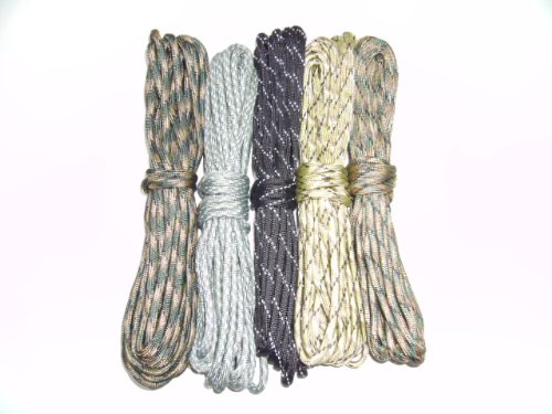 550 Paracord – Five Colors 100 Feet Total