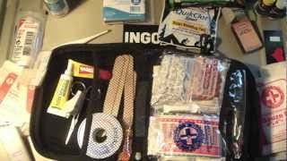 Emergency Outdoor First Aid Medical Kit & Contents Great for Camping Hiking Hunting Boating etc..