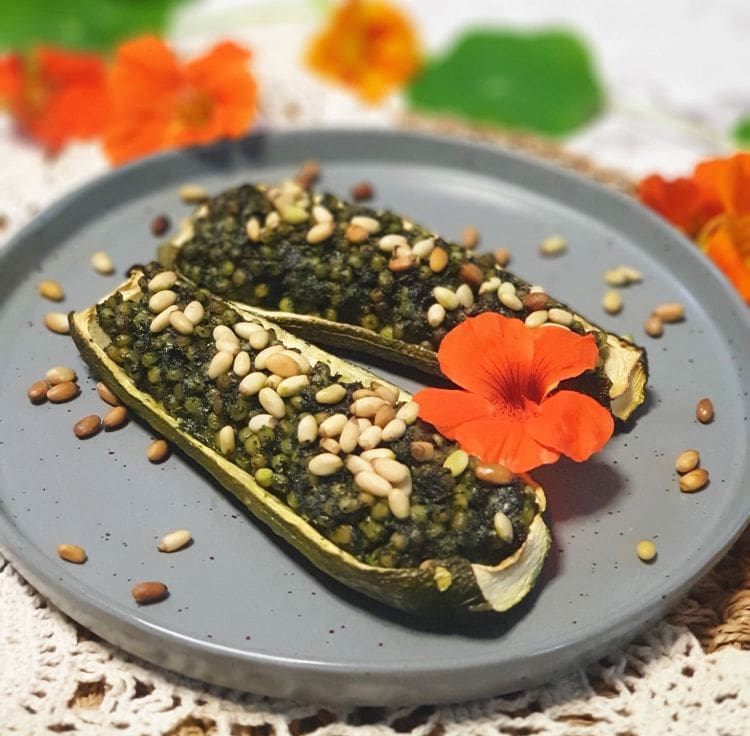 Roast Zucchini w/Nasturtium Leaf Pesto